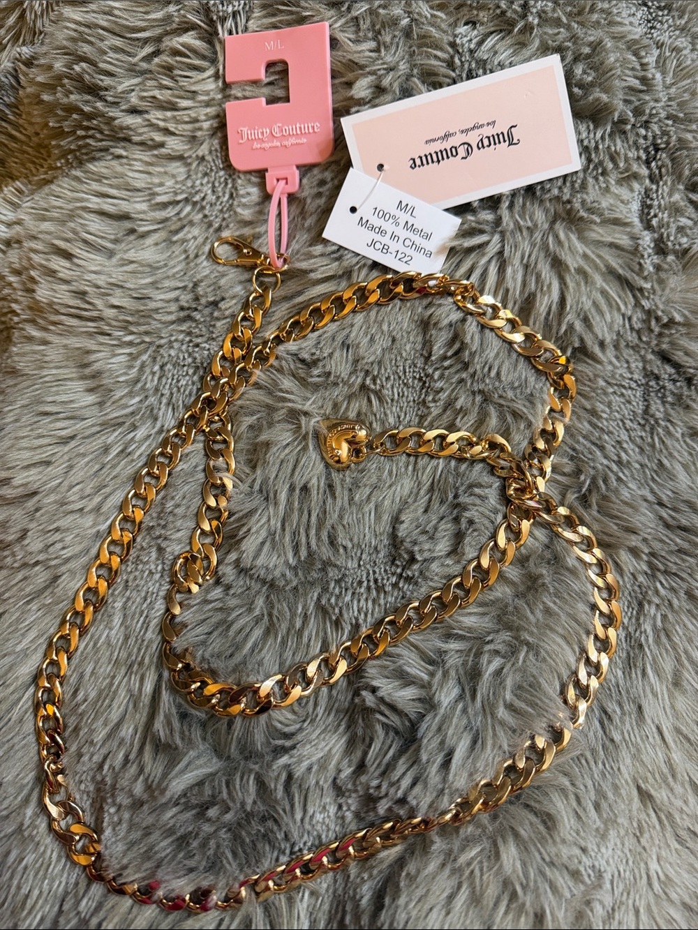 Juicy Couture Gold Heart Charm Chain Belt